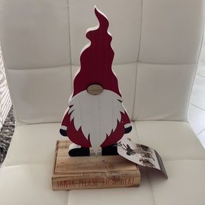 Rae Dunn wood Christmas gnomes Santa please stop here